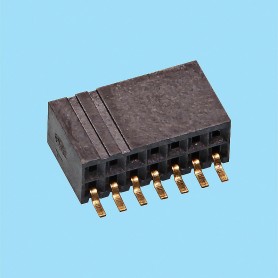 1314 / Conector hembra acodado doble fila entrada lateral SMD - Paso 1,27 mm