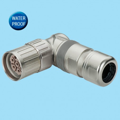M23DKTL / Female contact angled cable connector – IP67