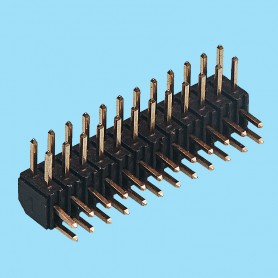 2076 / Angled pin header double row aislante (Base 4.00 mm) - Pitch 2,00 mm