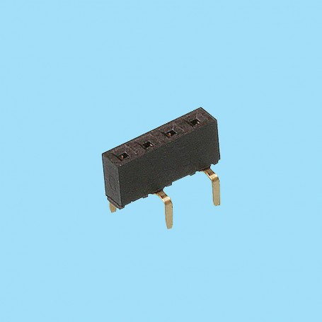 2553 / Conector hembra acodado simple fila entrada bajo PCB - Paso 2,54 mm