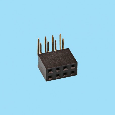 5454 / Conector hembra acodado doble fila - Paso 2,54 mm