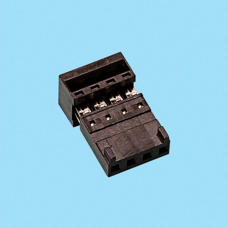 2344 / Conector hembra simple fila (desplazamiento aislante) - Paso 2,54 mm