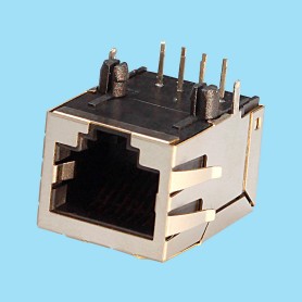 7686 / Telephone RJ45 modular plugs with filter - Protected PCB side entry, LEDs and LAN filter