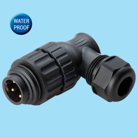 WA22J4TL2 / 3+PE Male cable connector with angled back shell